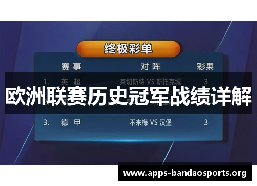 欧洲联赛历史冠军战绩详解