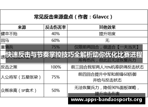快速反击与节奏掌控技巧全解析助你优化比赛进程